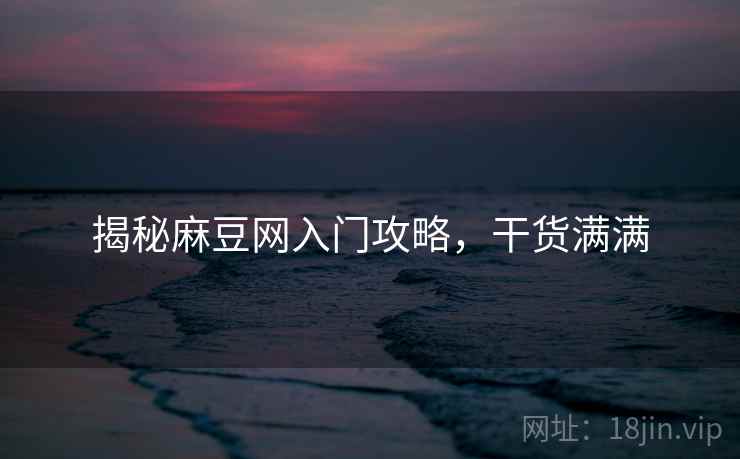 揭秘麻豆网入门攻略，干货满满