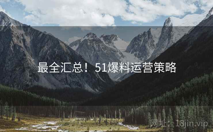 最全汇总！51爆料运营策略
