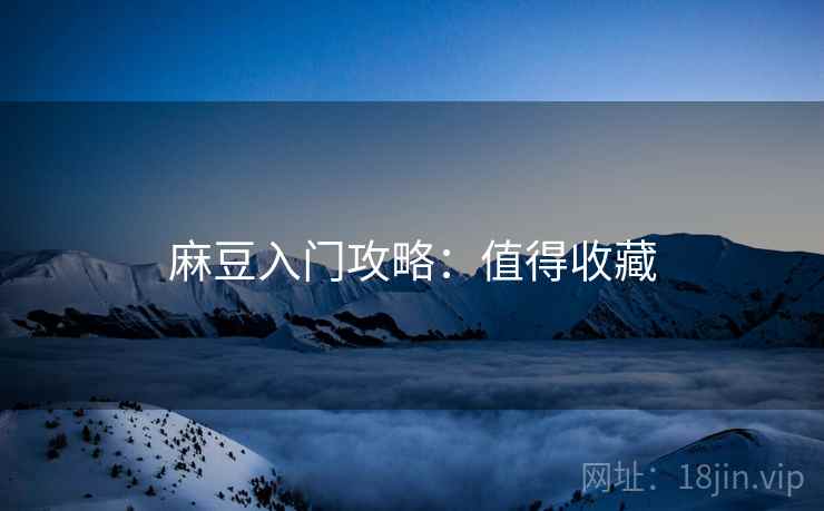 麻豆入门攻略：值得收藏