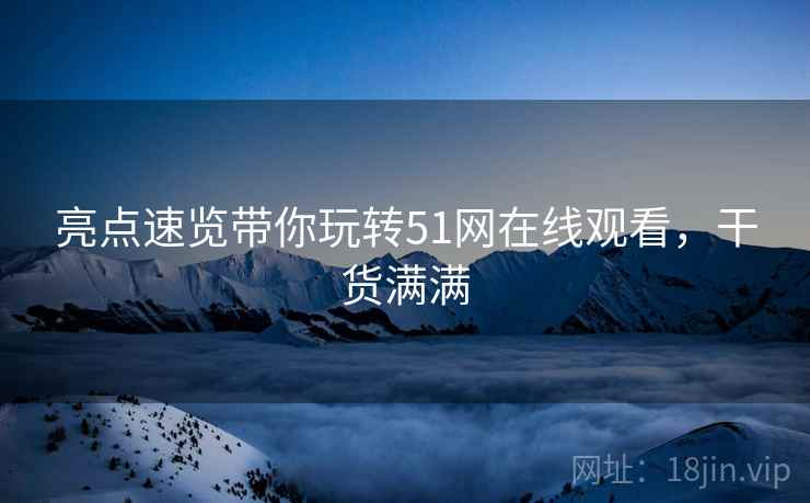 亮点速览带你玩转51网在线观看，干货满满